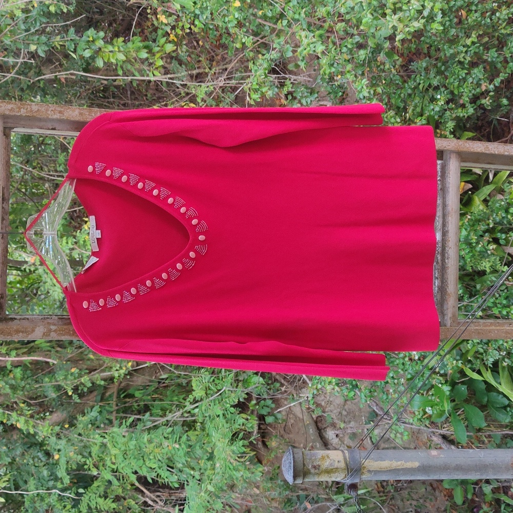 Beautiful Embellished Red Sweater 1X